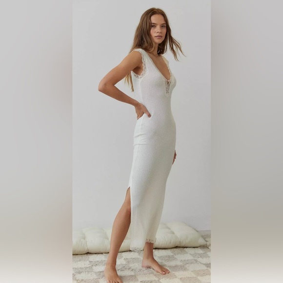 Urban Outfitters Dresses Iso Urban Outfitters White Ribbed Midi